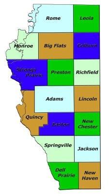 Adams County, WI Map of Townships
