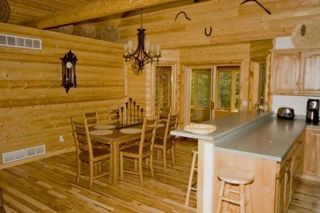 large kitchen and dining area