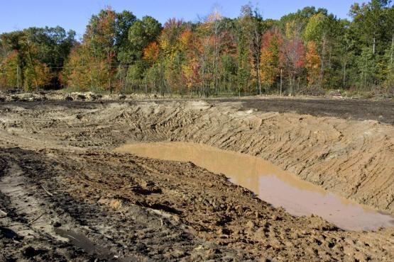 clay lined ponds currently being filled