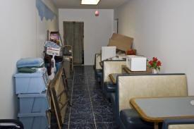 Restaurant booths and tables.