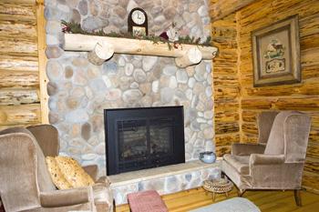 Beautiful Stone Gas Burning Fireplace