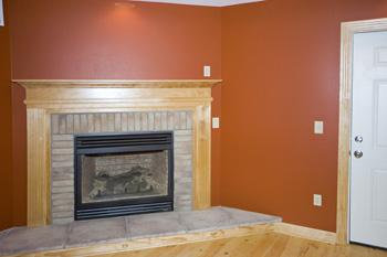 Beautiful Living Room Wood Burning Fireplace